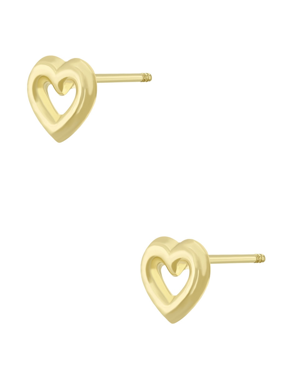Broqueles de corazón de oro amarillo 14 K con acabado pulido
