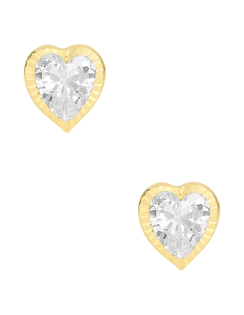 Broqueles de corazón Sabelli de oro amarillo 14 K con acabado brillante zirconia
