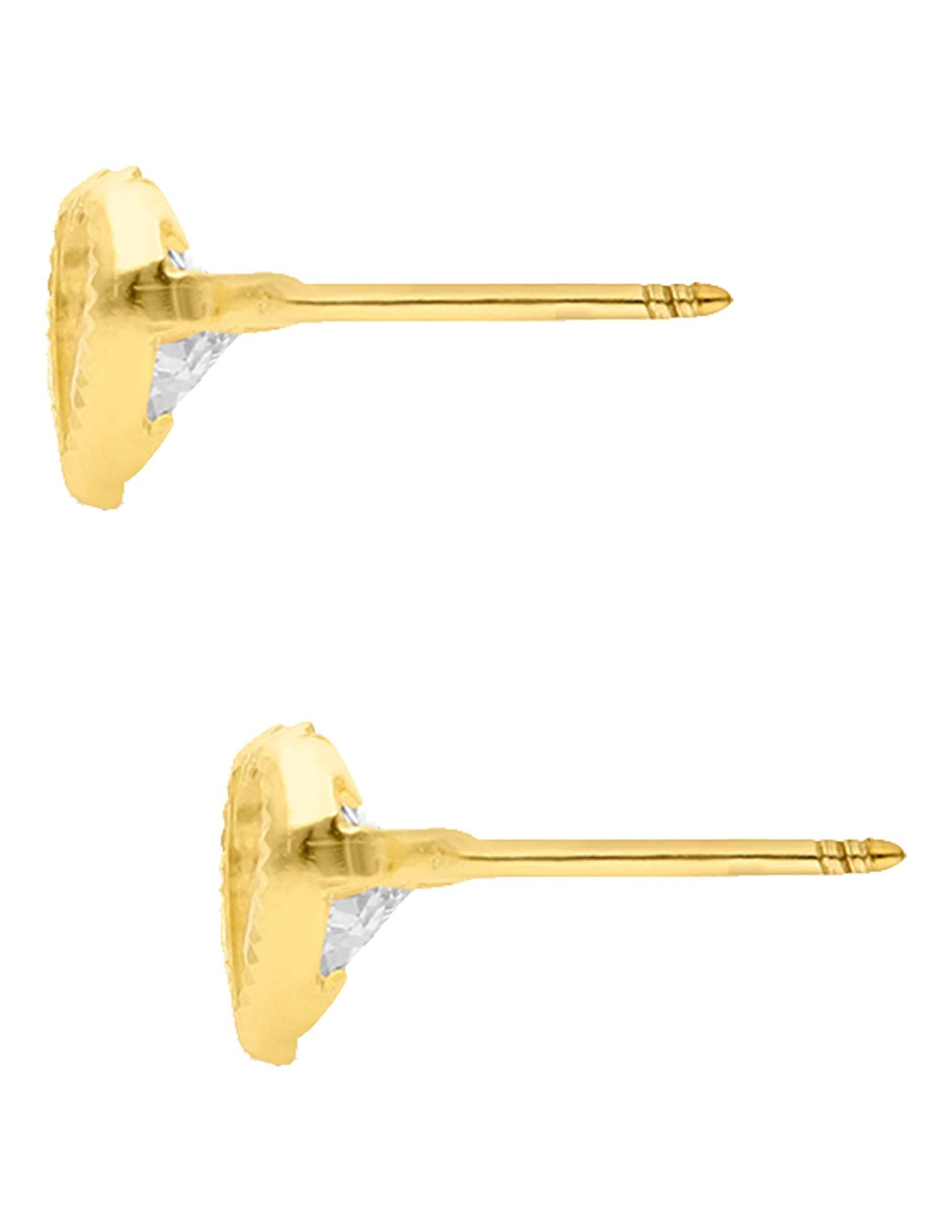 Broqueles de corazón Sabelli de oro amarillo 14 K con acabado brillante zirconia