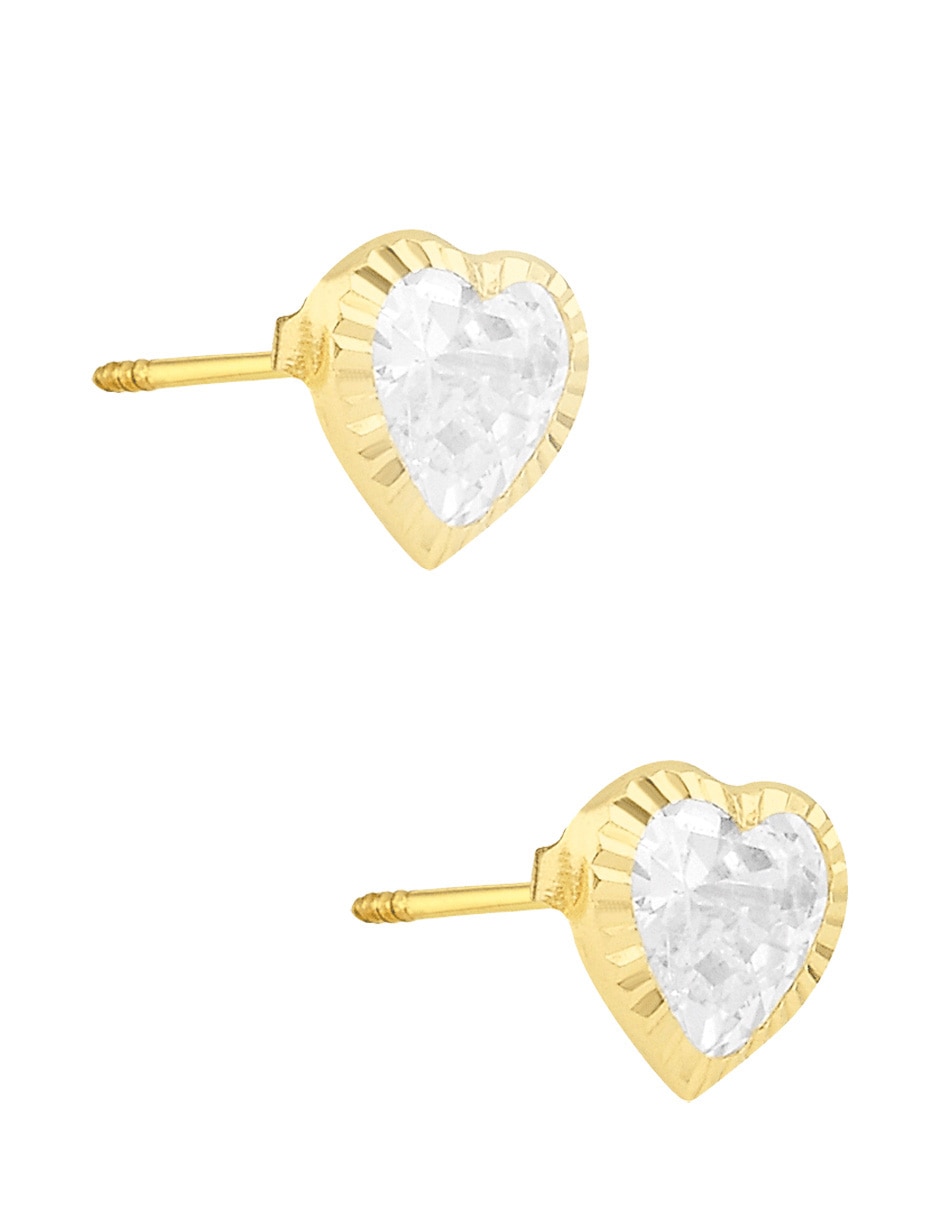 Broqueles de corazón Sabelli de oro amarillo 14 K con acabado brillante zirconia