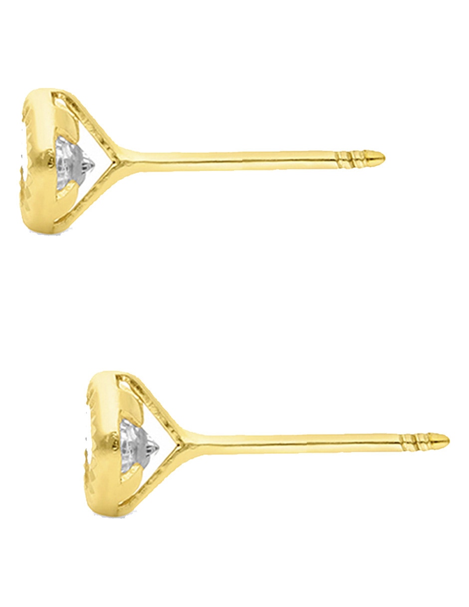 Broqueles redondos Sabelli de oro amarillo 14 K con acabado diamantado zirconia