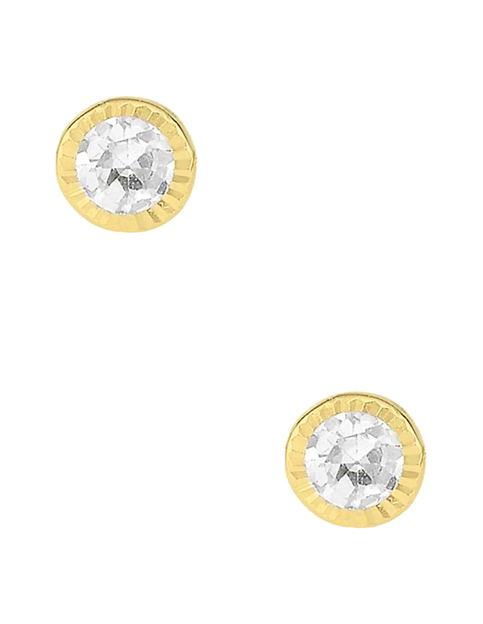 Broqueles Sabelli oro amarillo 14 K con acabado brillante zirconia