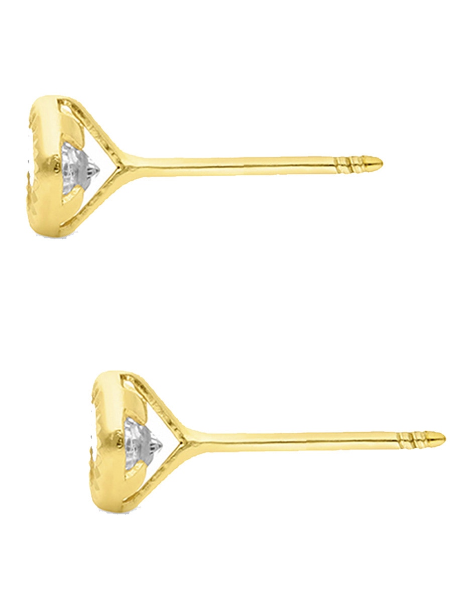 Broqueles Sabelli oro amarillo 14 K con acabado brillante zirconia