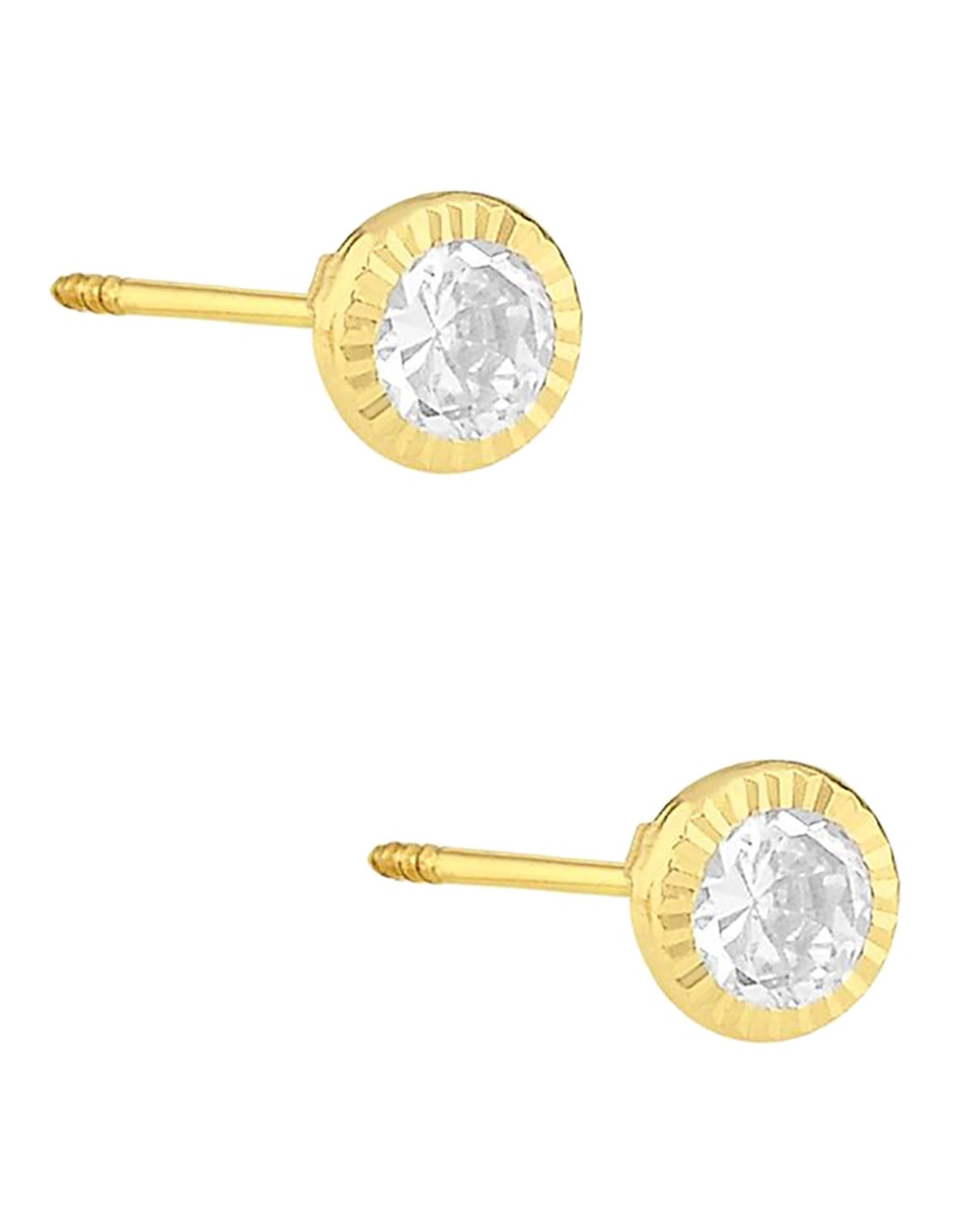 Broqueles oro amarillo 14 K con acabado brillante zirconia Broqueles oro amarillo 14 K con acabado brillante zirconia