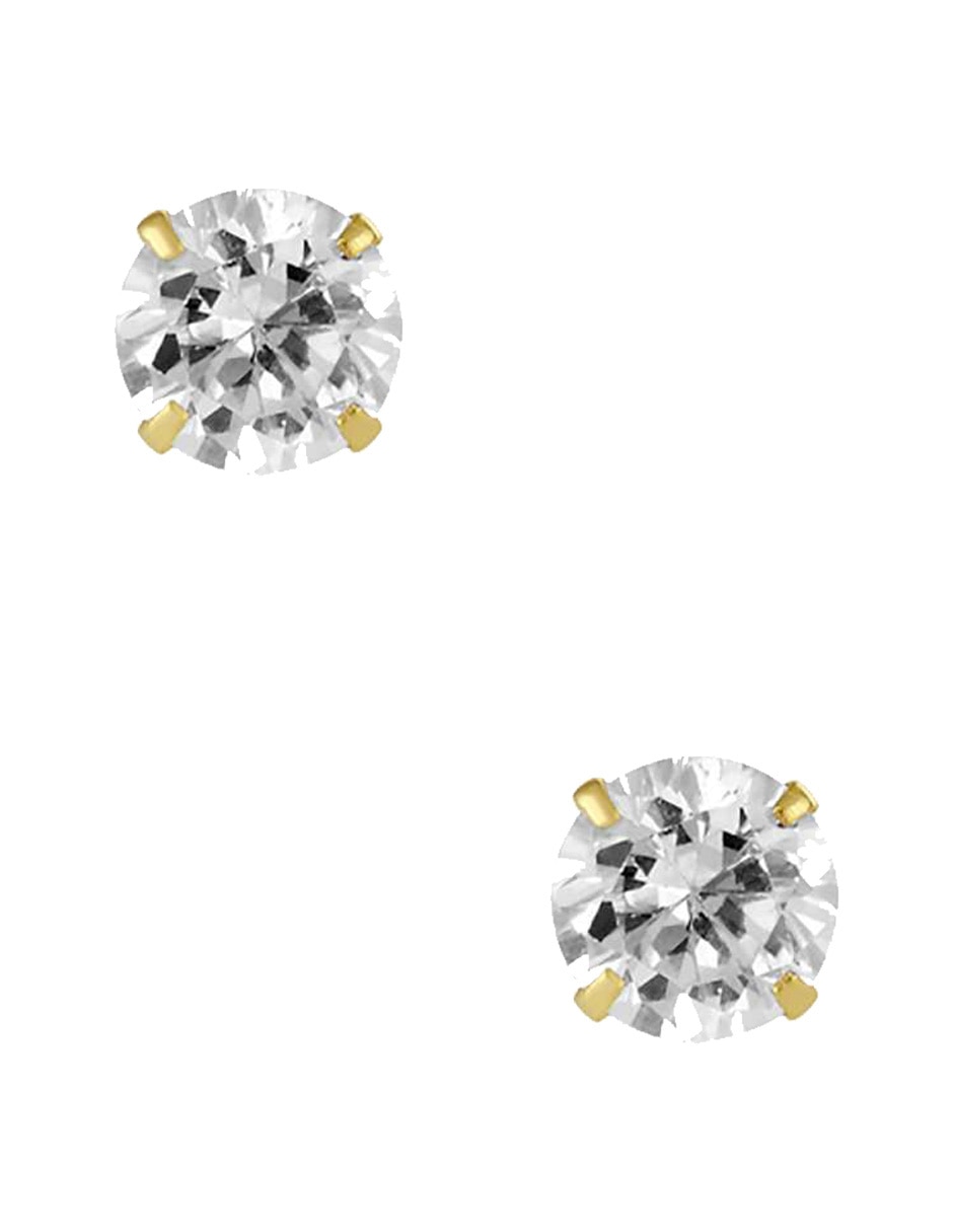 Broqueles redondos Sabelli de oro amarillo 14 K con acabado pulido zirconia