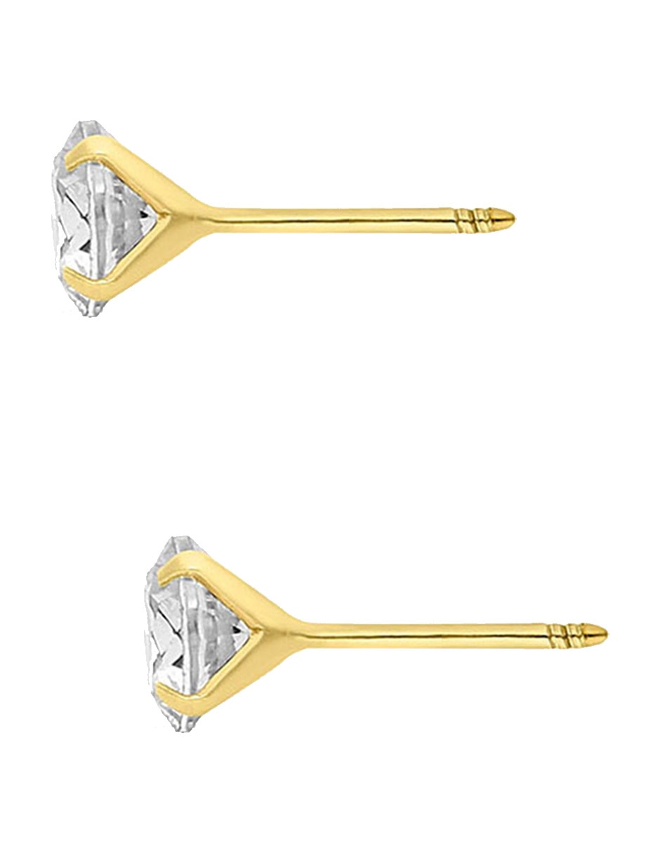 Broqueles redondos Sabelli de oro amarillo 14 K con acabado pulido zirconia
