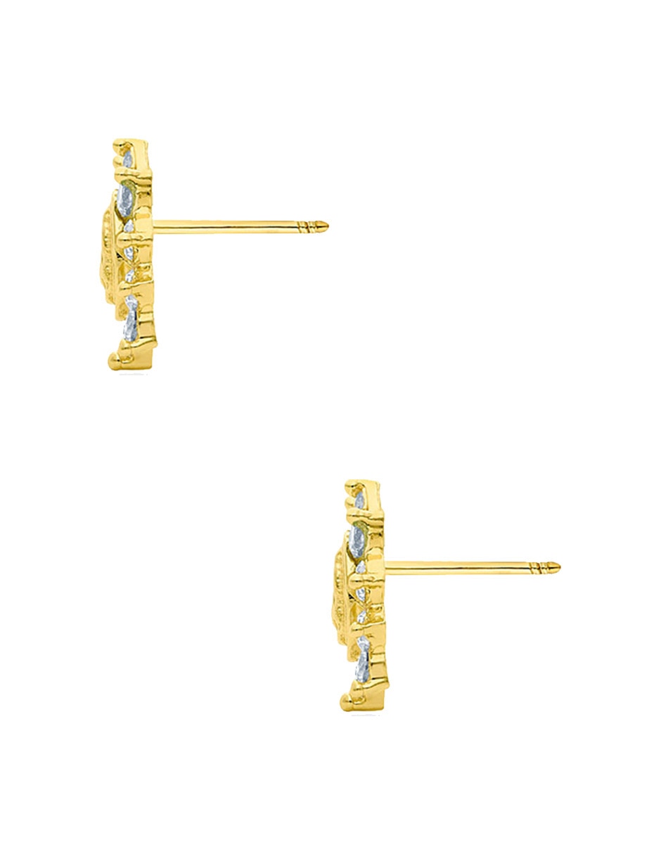 Broqueles Sabelli de oro amarillo 14 K con acabado pavé zirconia