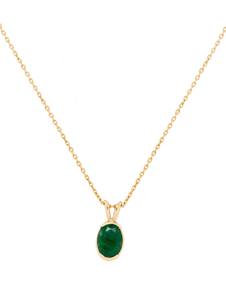 Collar de ovalado ESMERALDA de oro amarillo 14 K