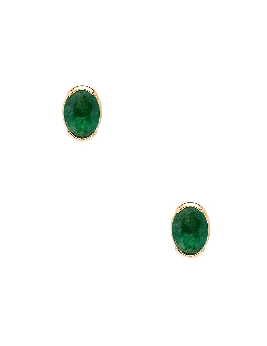 Aretes de oro amarillo 14 K con acabado pulido esmeralda 1