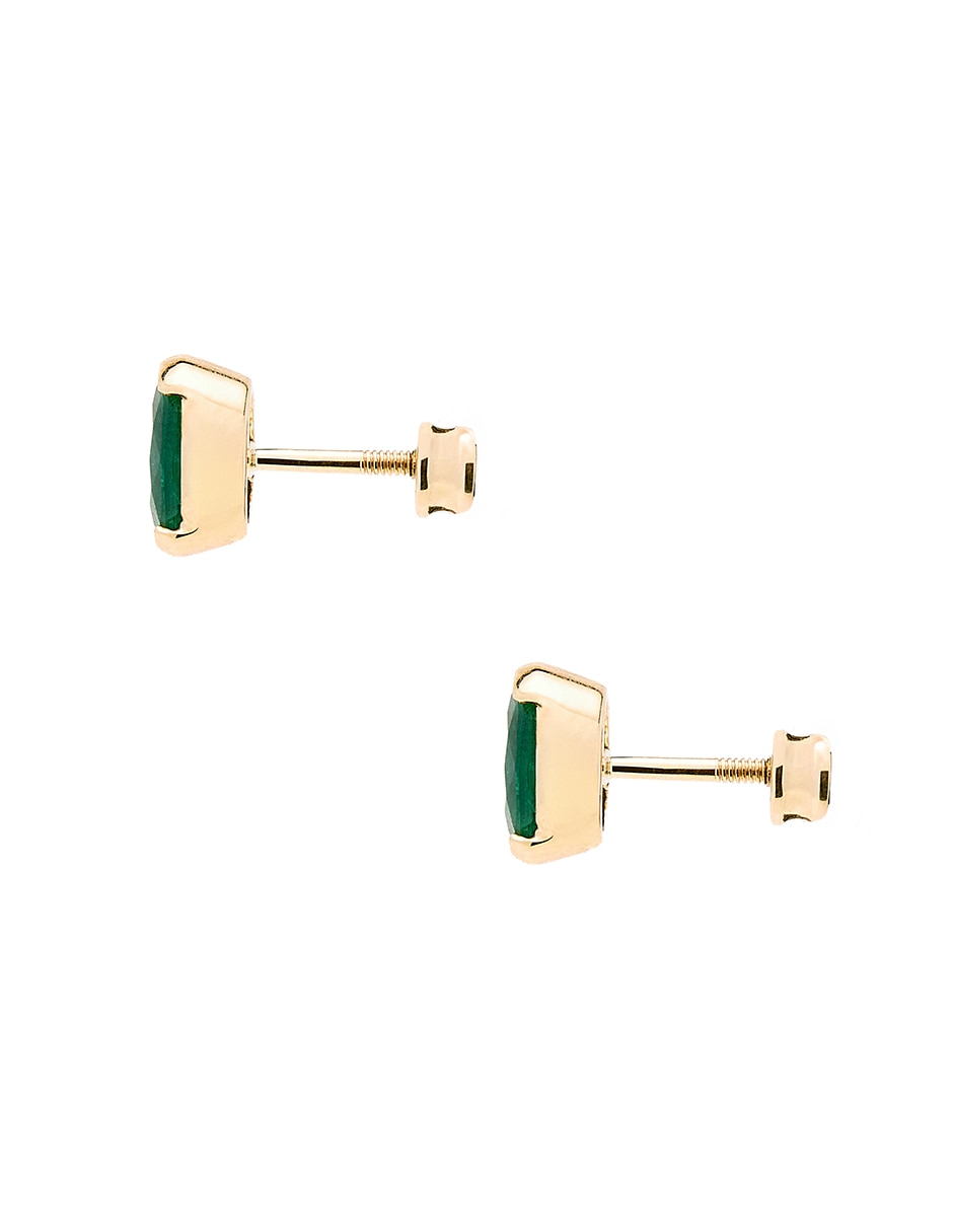 Aretes de oro amarillo 14 K con acabado pulido esmeralda 3