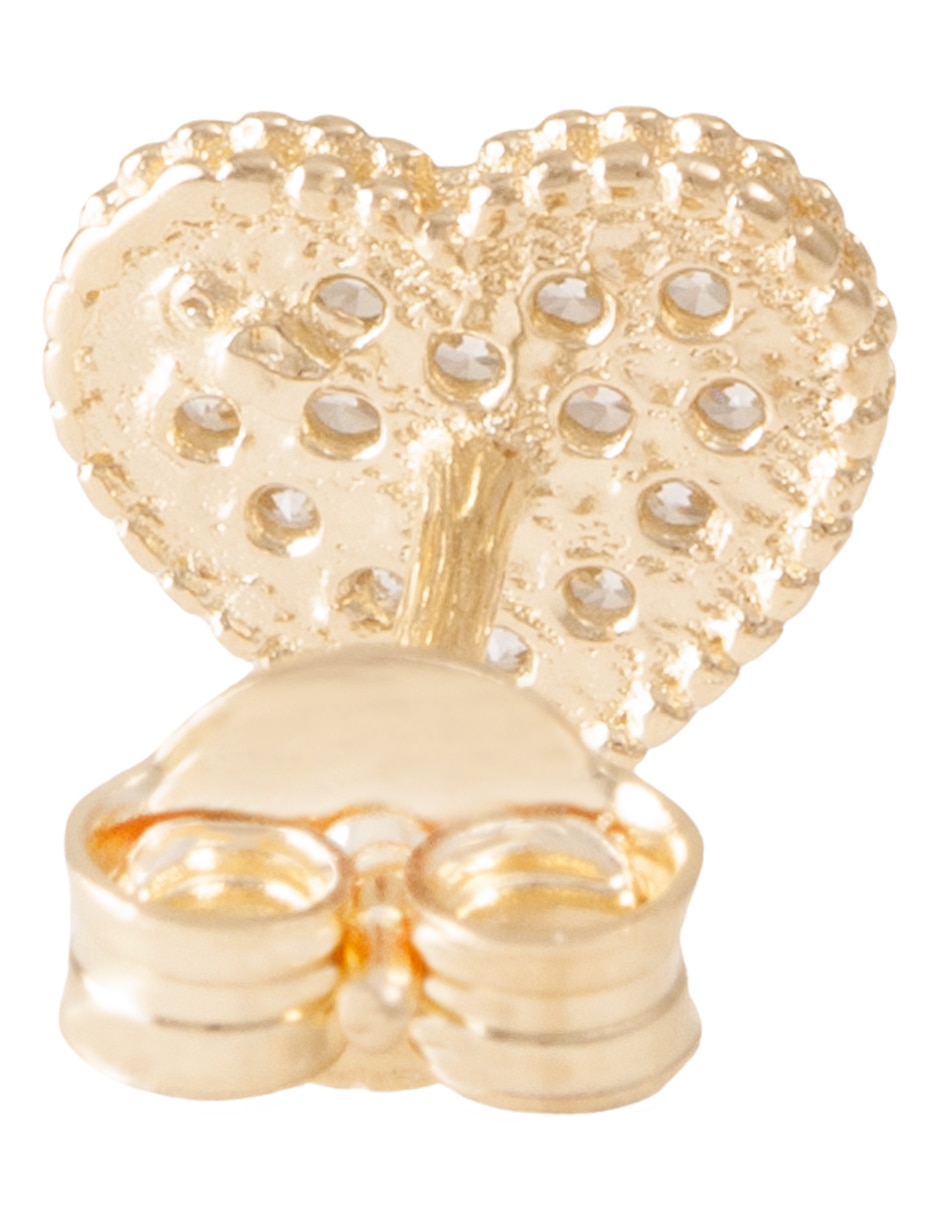 Aretes de corazón de oro 14 K con acabado pulido 2