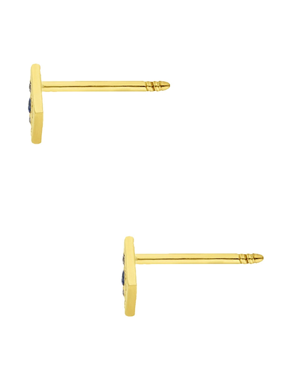 Broqueles de ojo turco de Oro 14 K con acabado brillante zirconia 2