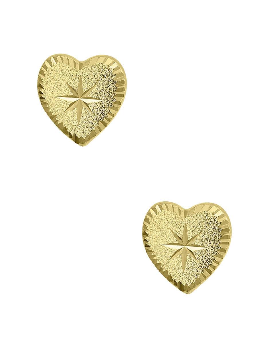 Broqueles de corazón Sabelli de oro amarillo 14 K con acabado brillante