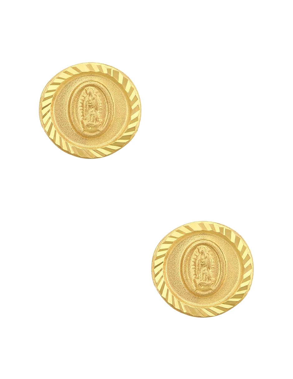 Broqueles redondos Sabelli de oro amarillo 14 K con acabado diamantado