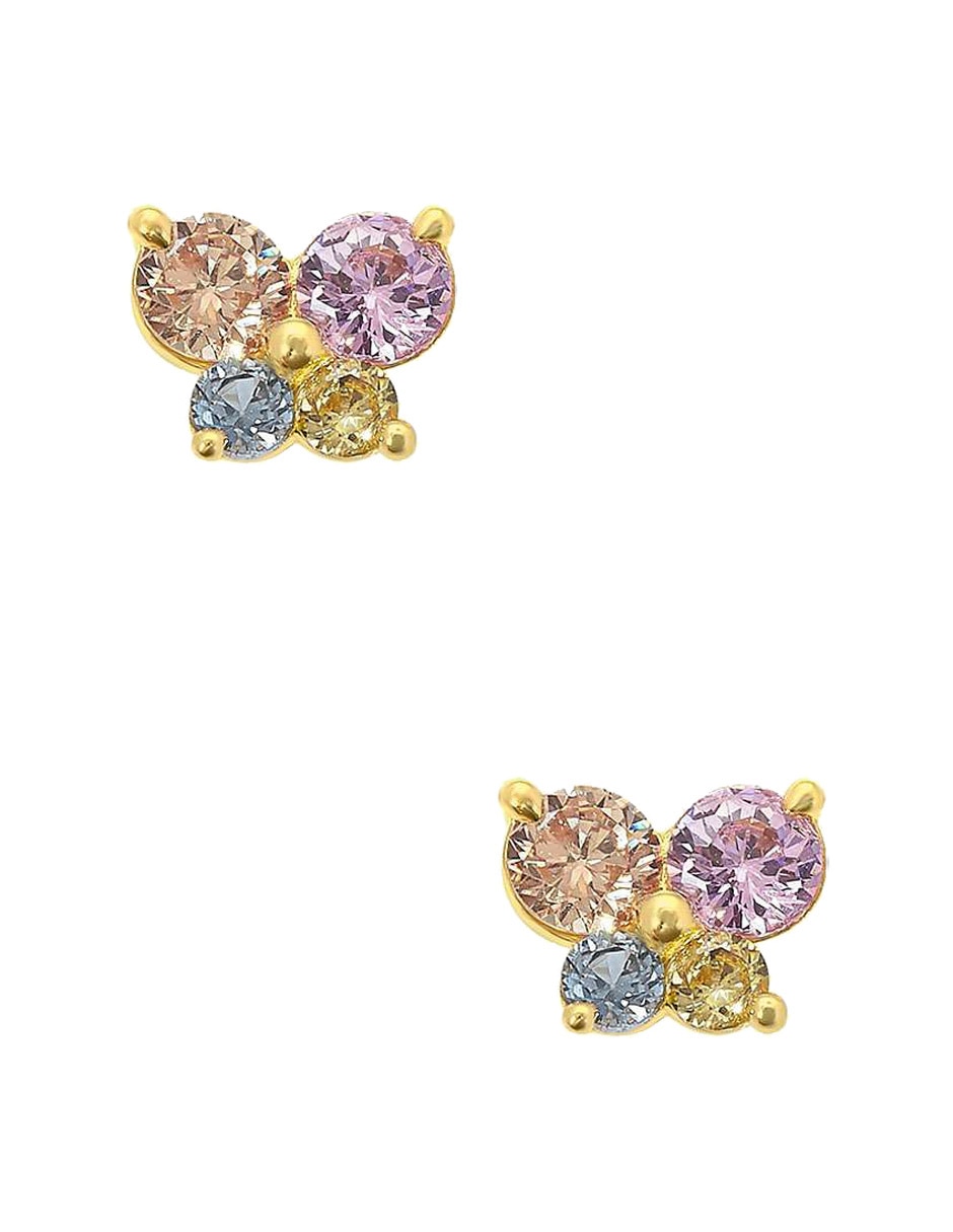 Broqueles de mariposa Sabelli de oro amarillo 14 K con acabado pulido zirconia