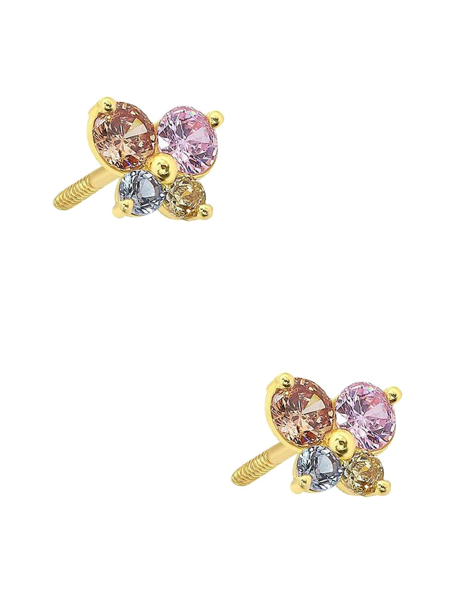 Broqueles de mariposa Sabelli de oro amarillo 14 K con acabado pulido zirconia