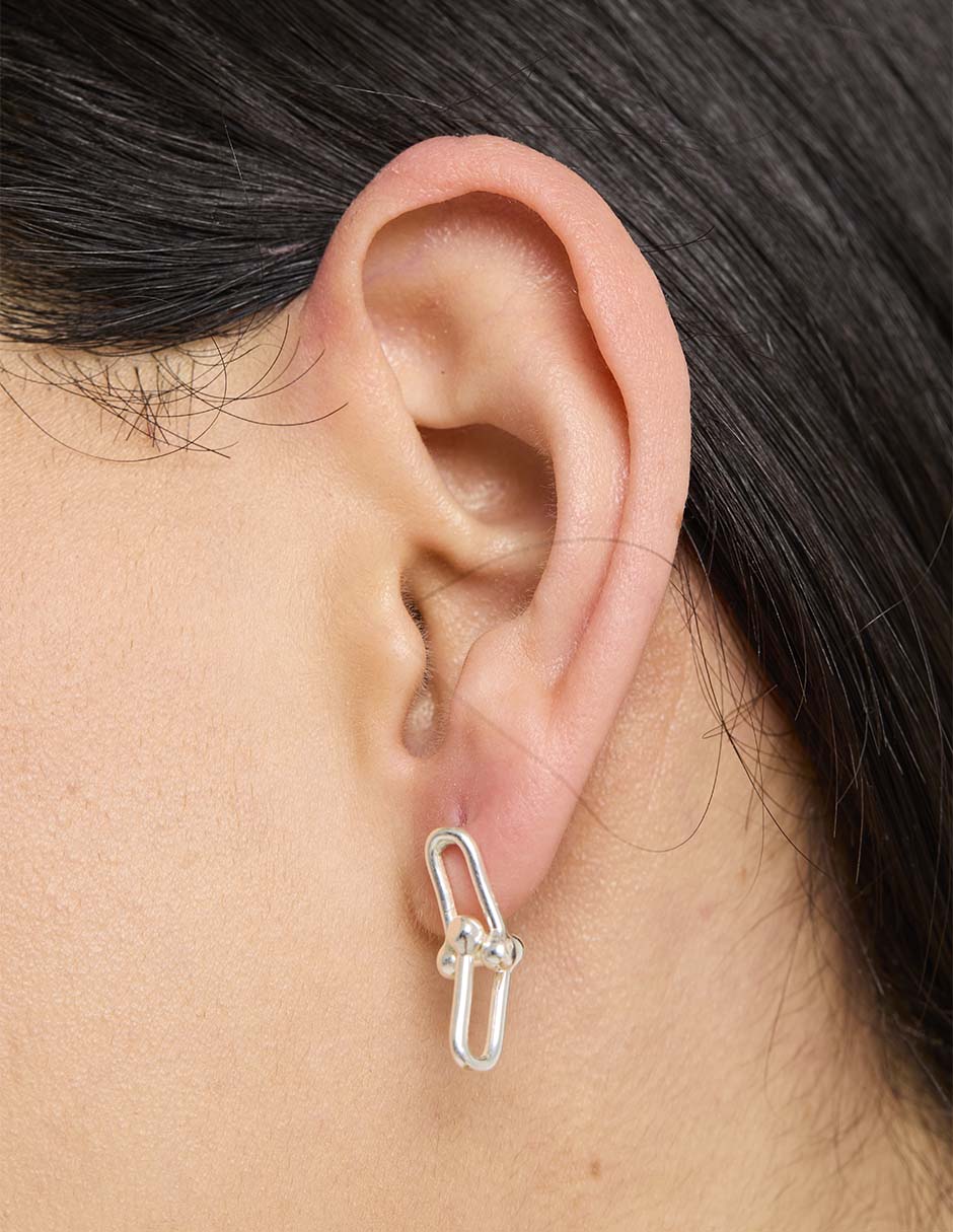 Aretes de eslabones de plata P 925 con acabado brillante