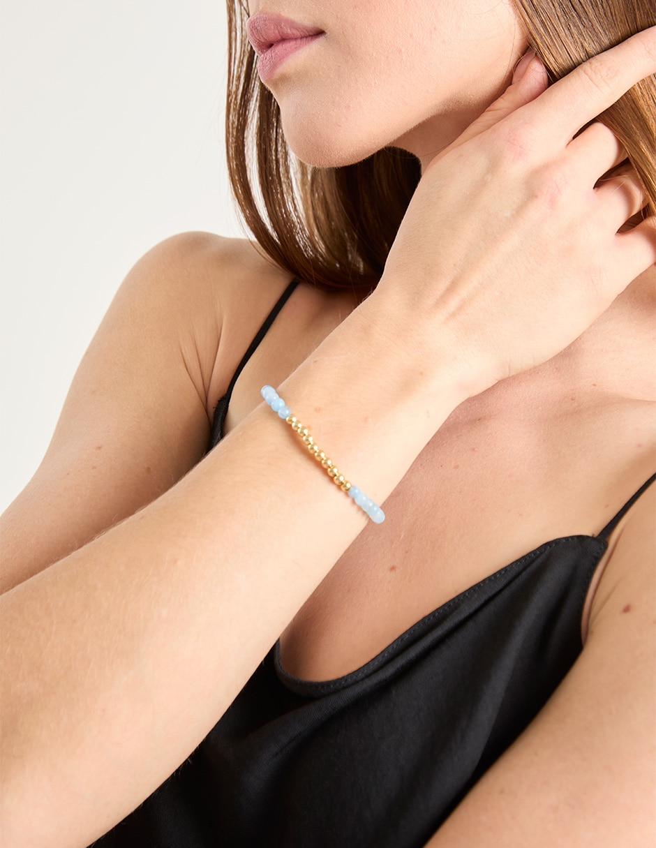 Pulsera de plata P 925 con cuarzo Fashion acabado baño de oro 3
