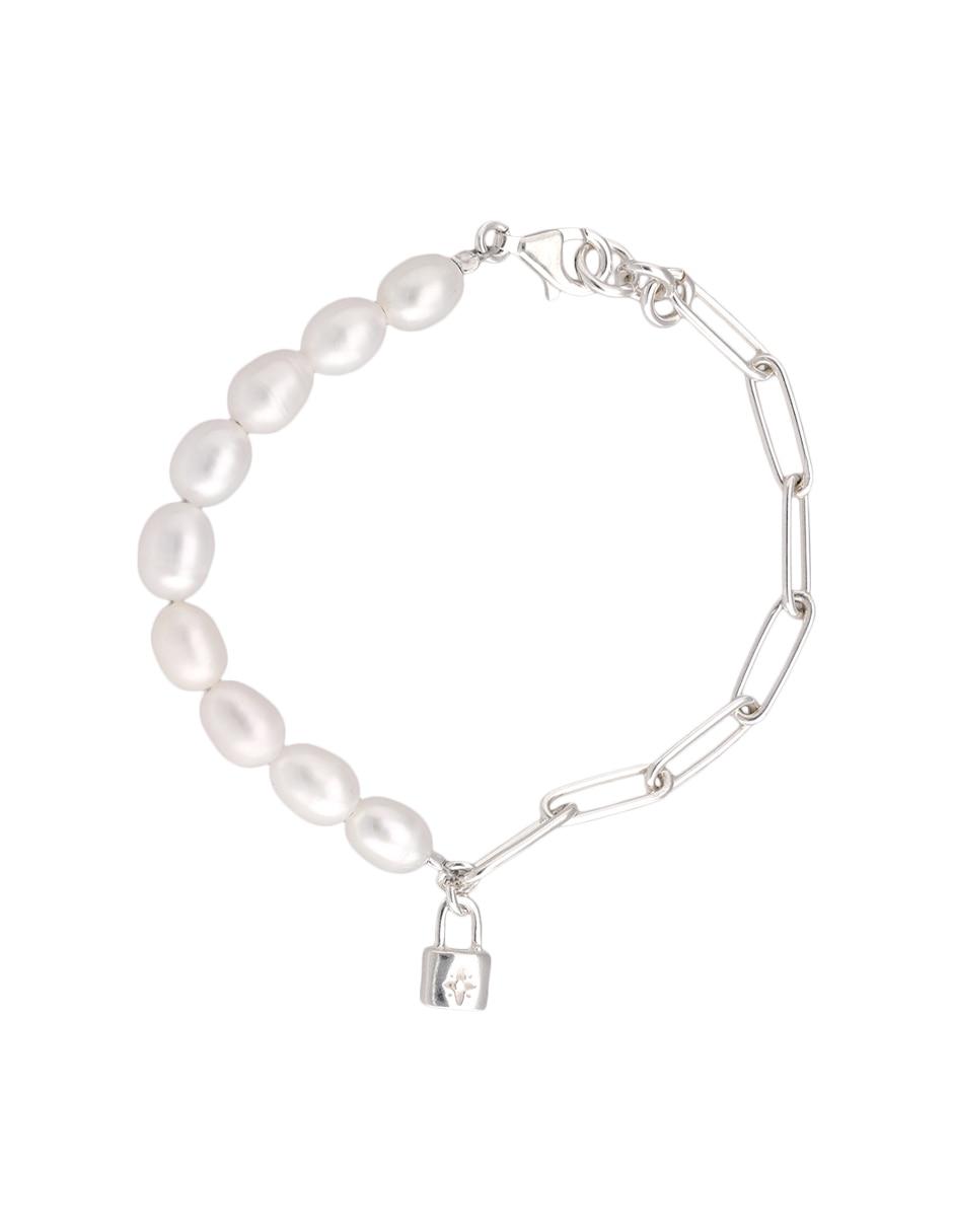 Pulsera de plata con perla P 925 Fashion acabado pulido Pulsera de plata con perla P 925 Fashion acabado pulido