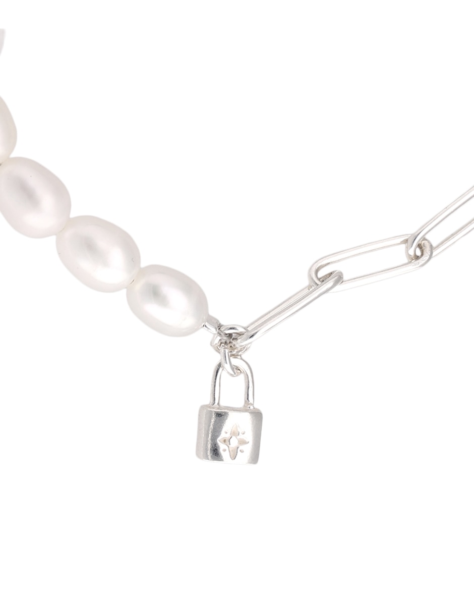 Pulsera de plata con perla P 925 Fashion acabado pulido 2