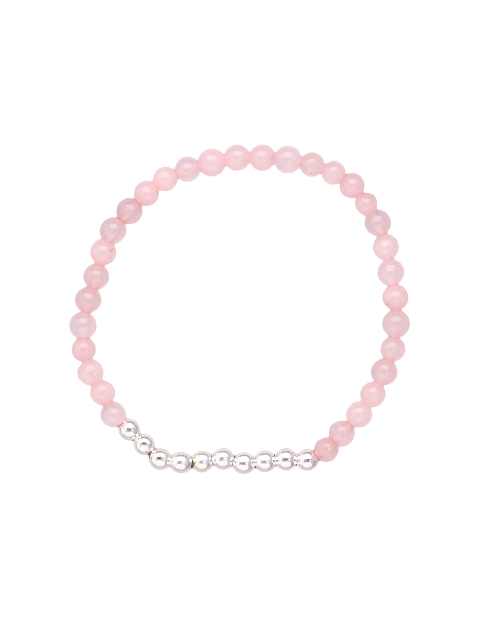Pulsera de plata con cuarzo rosa P 925 Fashion acabado brillante Pulsera de plata con cuarzo rosa P 925 Fashion acabado brillante