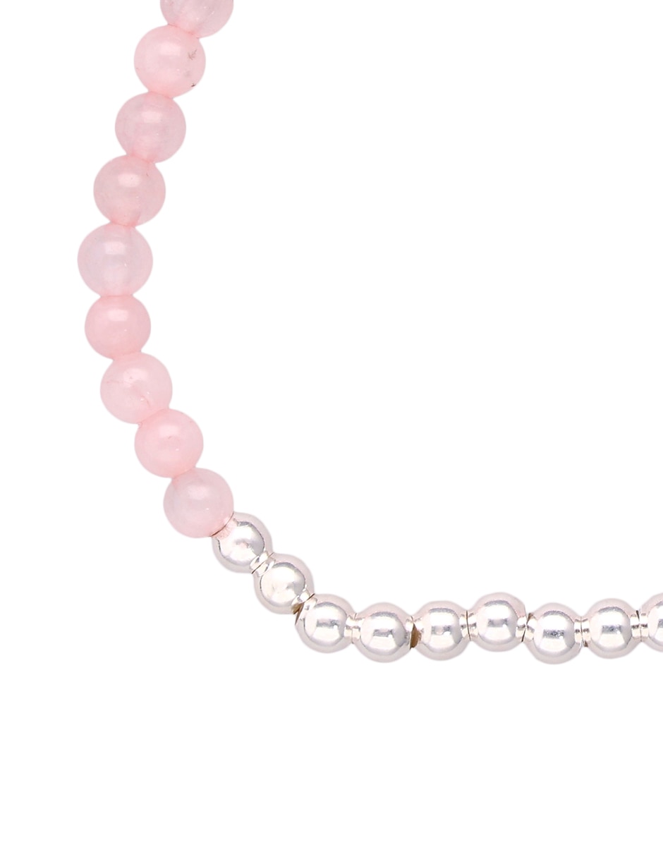 Pulsera de plata con cuarzo rosa P 925 Fashion acabado brillante 2