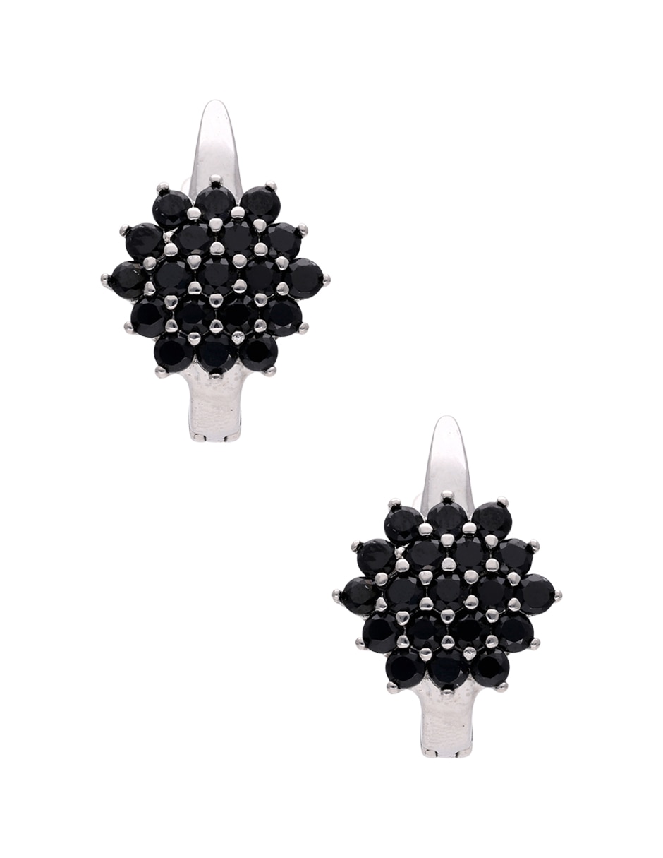 Aretes de flor de plata P 925 con acabado brillante