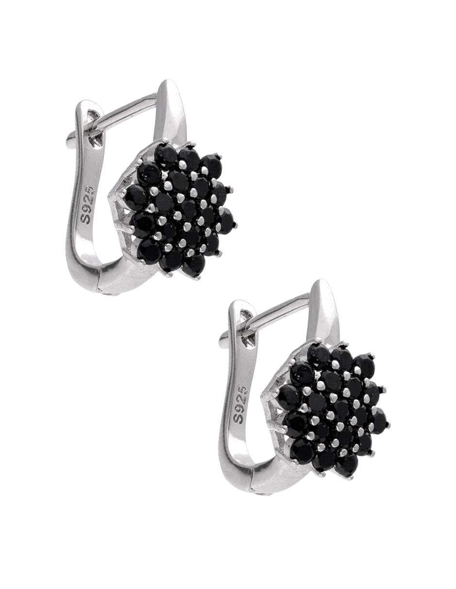 Aretes de flor de plata P 925 con acabado brillante 2