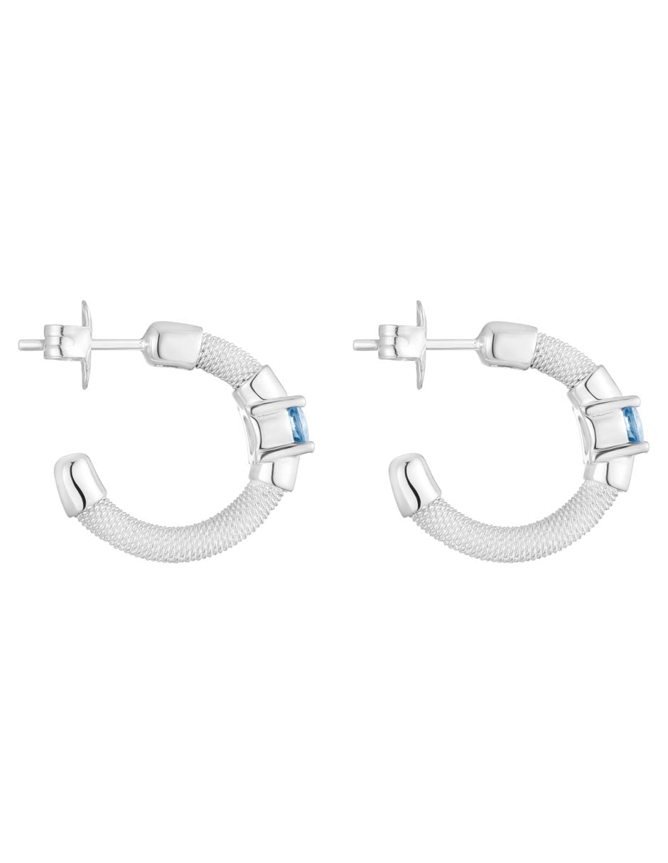 Aretes de aro de plata P 925 con acabado brillante espinela 2