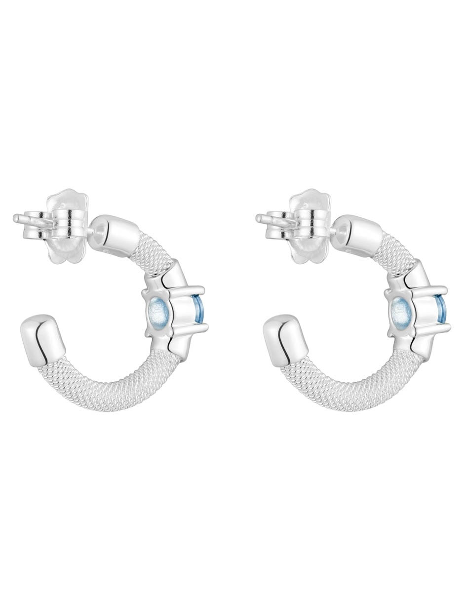 Aretes de aro de plata P 925 con acabado brillante espinela 3