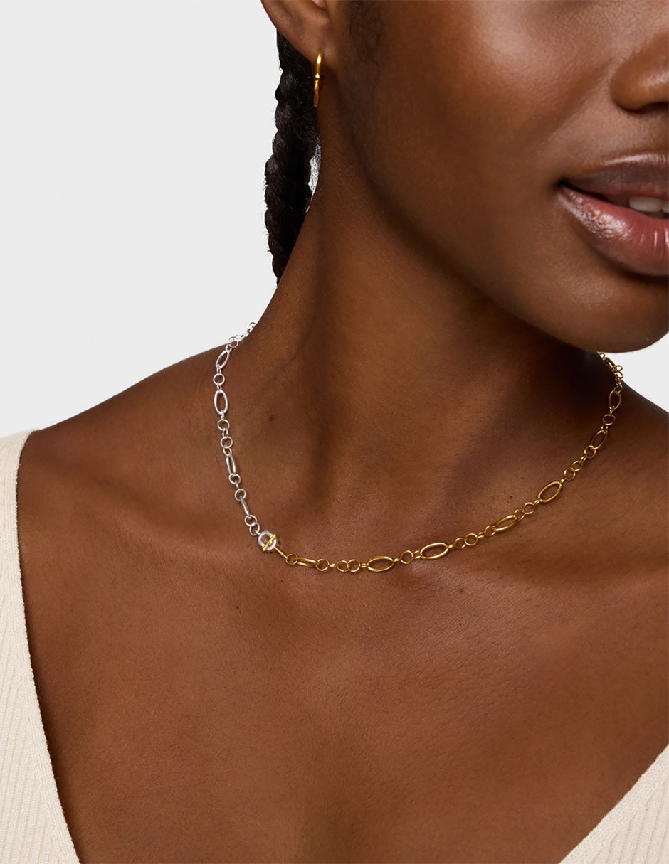 Collar de eslabones Manifesto de plata con acabado baño de oro P 925 5