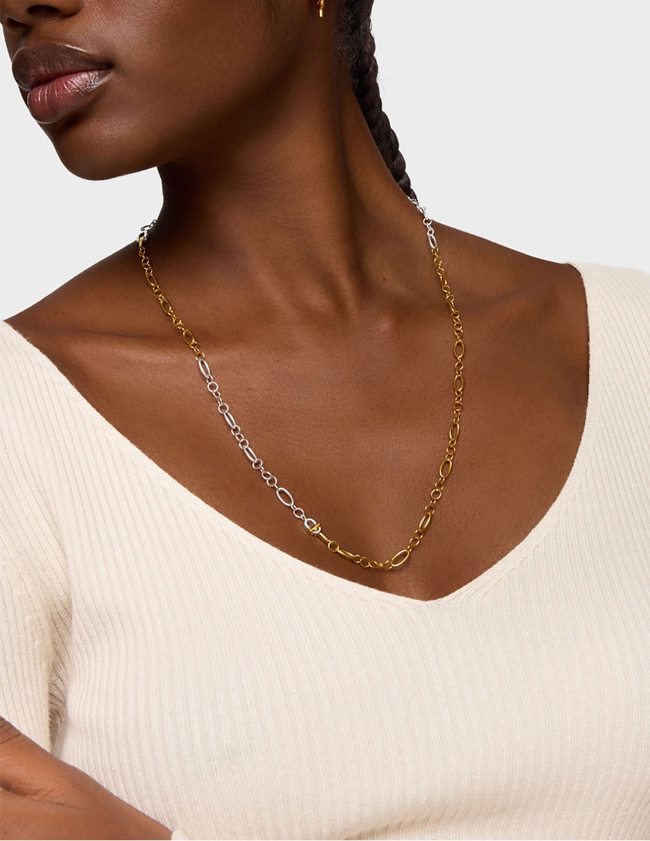 Collar de eslabones Manifesto de plata con acabado baño de oro P 925 6