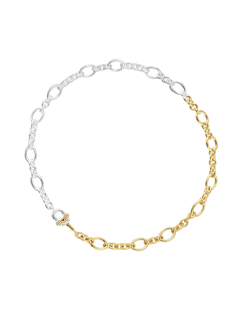 Collar de eslabones Manifesto de plata con acabado baño de oro P 925