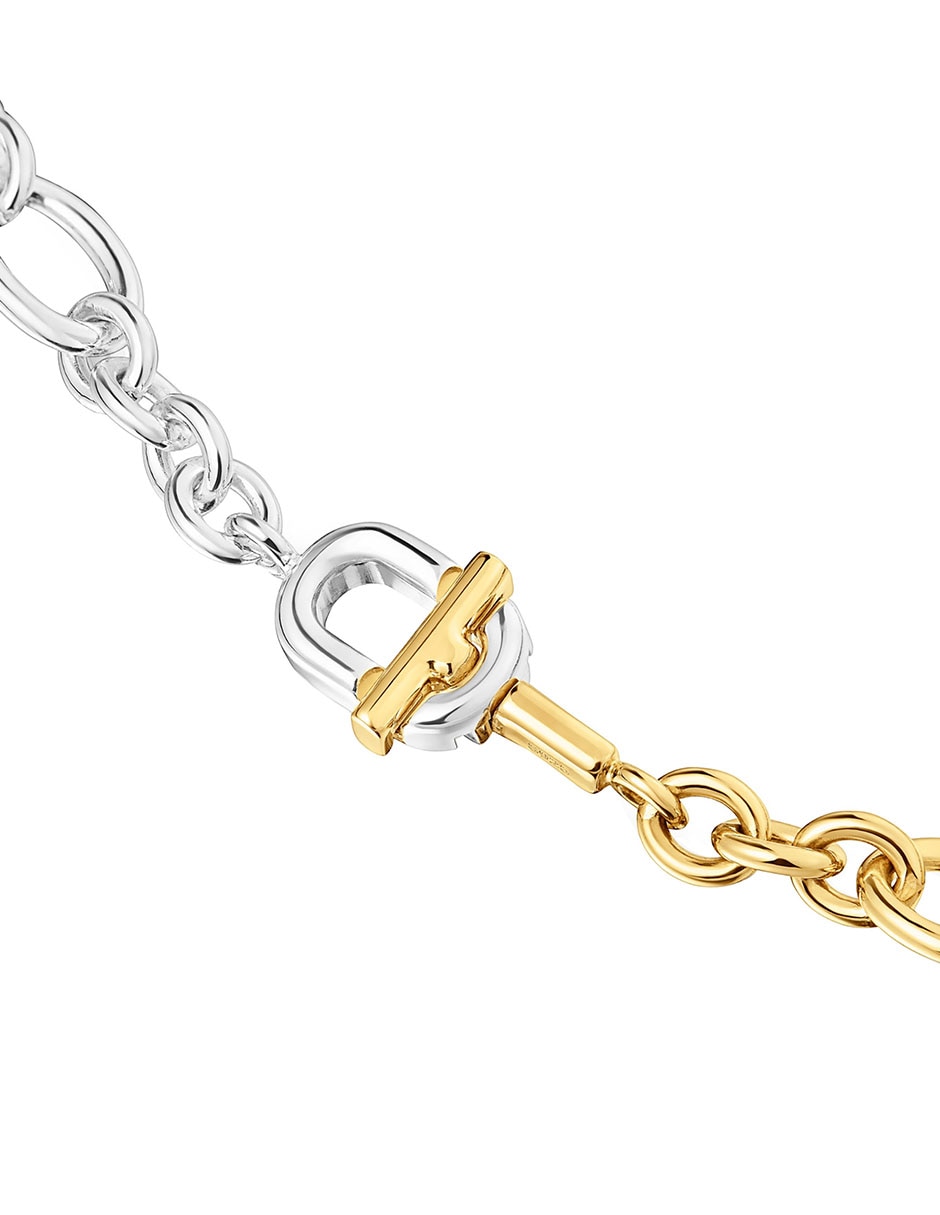 Collar de eslabones Manifesto de plata con acabado baño de oro P 925 2