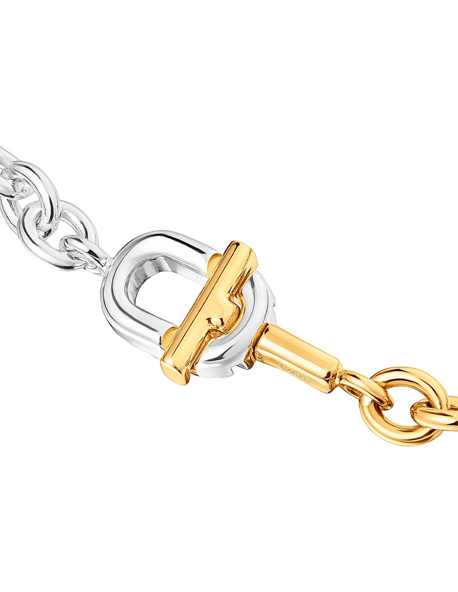 Collar de eslabones Manifesto de plata con acabado baño de oro P 925 3
