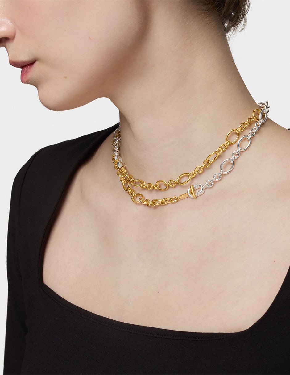 Collar de eslabones Manifesto de plata con acabado baño de oro P 925 6