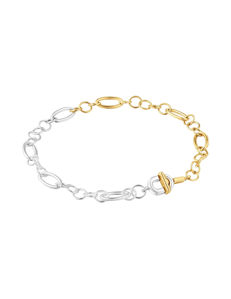 Pulsera de plata P 925 Manifesto acabado baño de oro