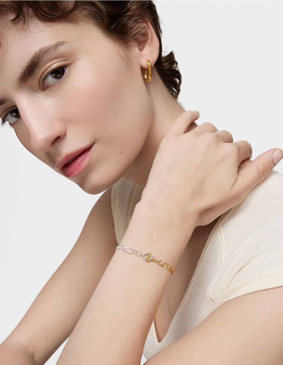 Pulsera de plata P 925 Manifesto acabado baño de oro 4