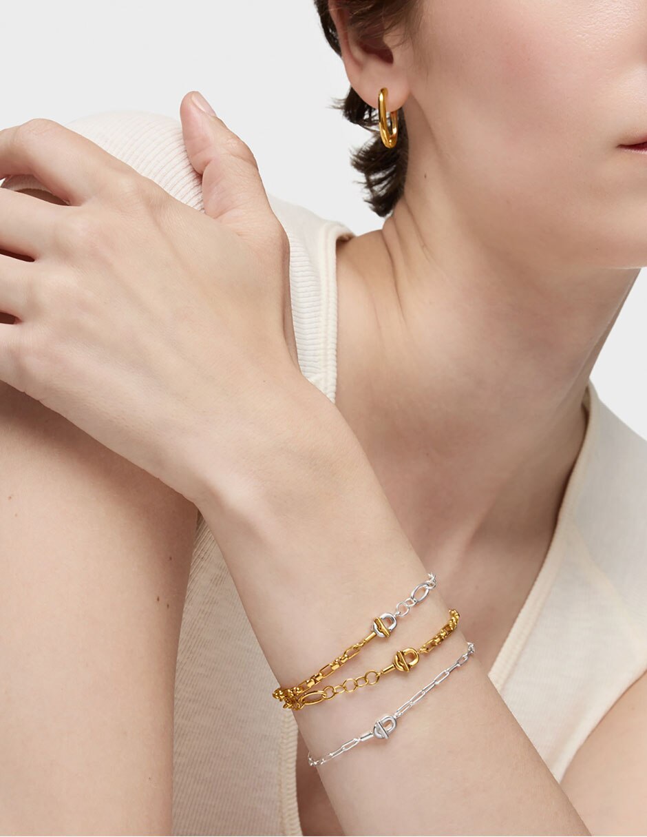 Pulsera de plata P 925 Manifesto acabado baño de oro 5