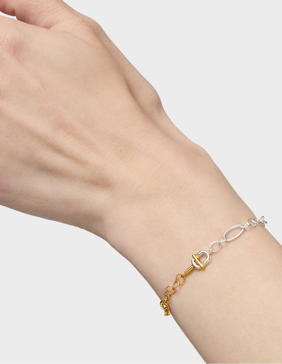 Pulsera de plata P 925 Manifesto acabado baño de oro 6