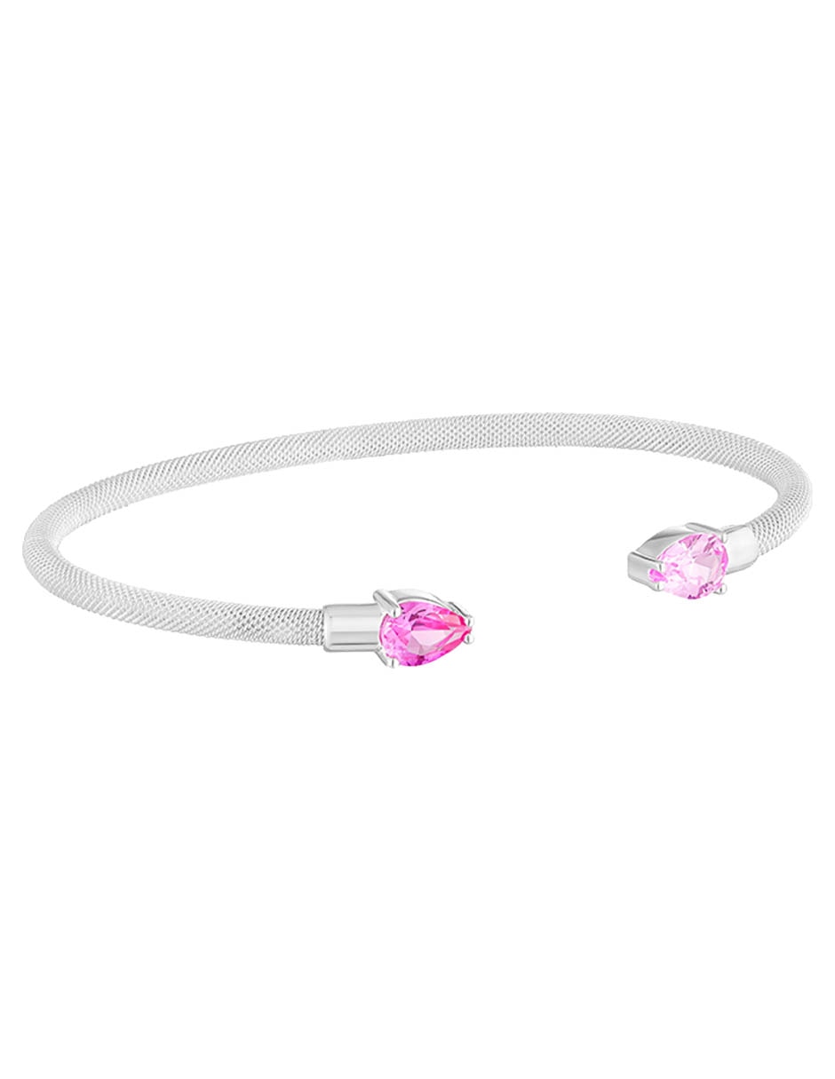 Pulsera de plata con zafiro rosa P 925 Mesh Lgg acabado brillante
