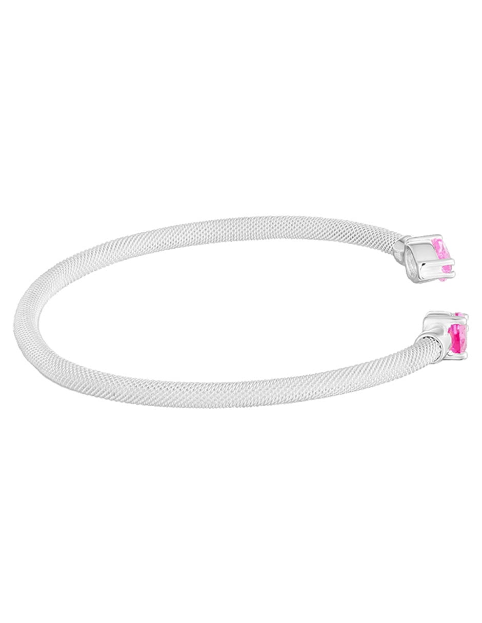Pulsera de plata con zafiro rosa P 925 Mesh Lgg acabado brillante 2