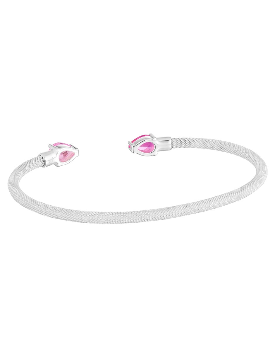 Pulsera de plata con zafiro rosa P 925 Mesh Lgg acabado brillante 3