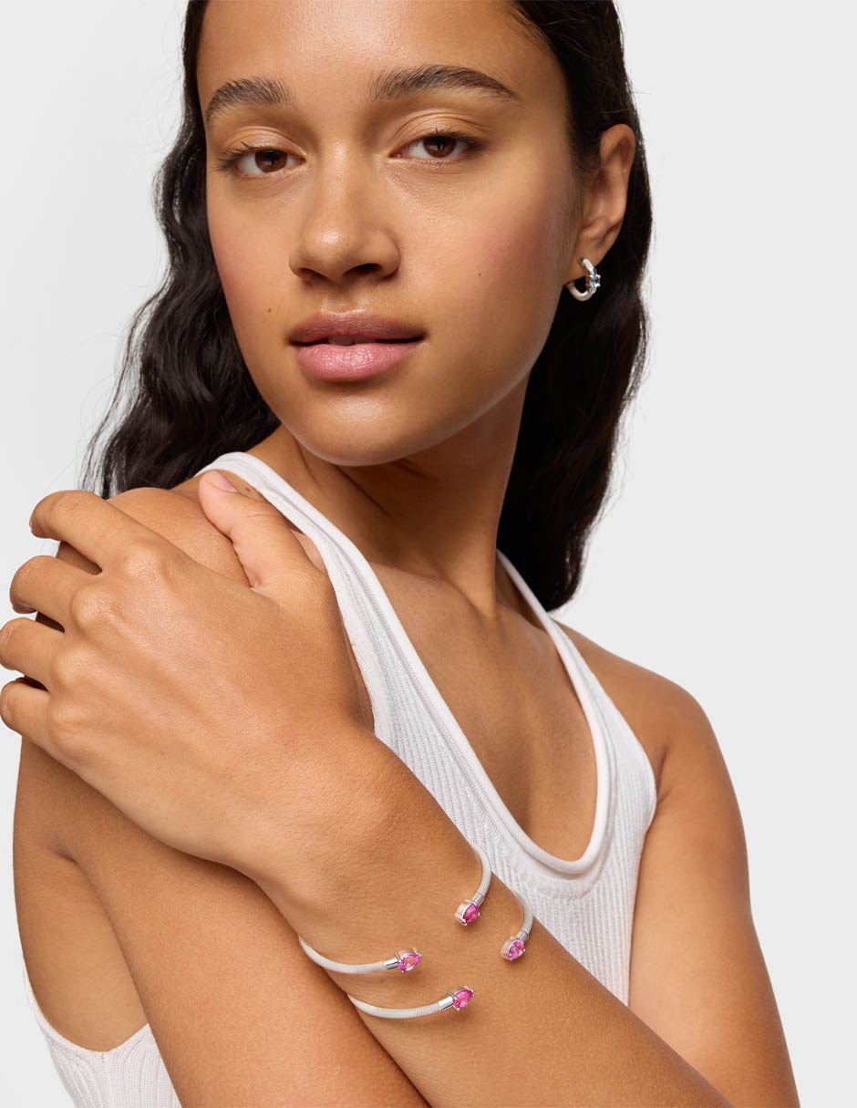Pulsera de plata con zafiro rosa P 925 Mesh Lgg acabado brillante 5