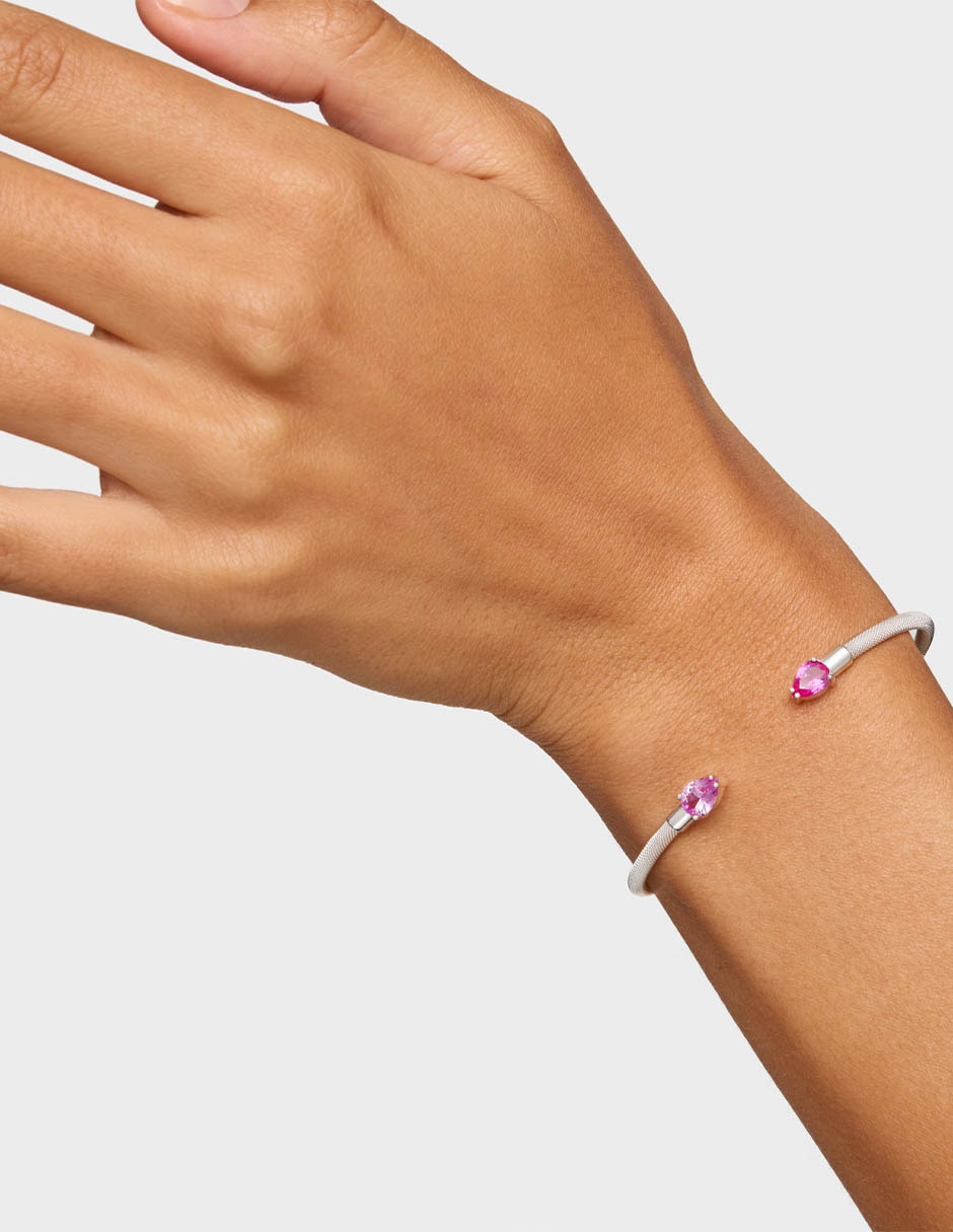 Pulsera de plata con zafiro rosa P 925 Mesh Lgg acabado brillante 6