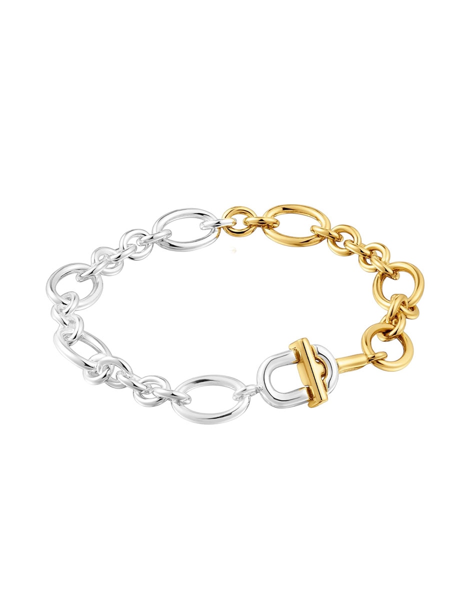 Pulsera de plata P 925 Manifesto acabado baño de oro