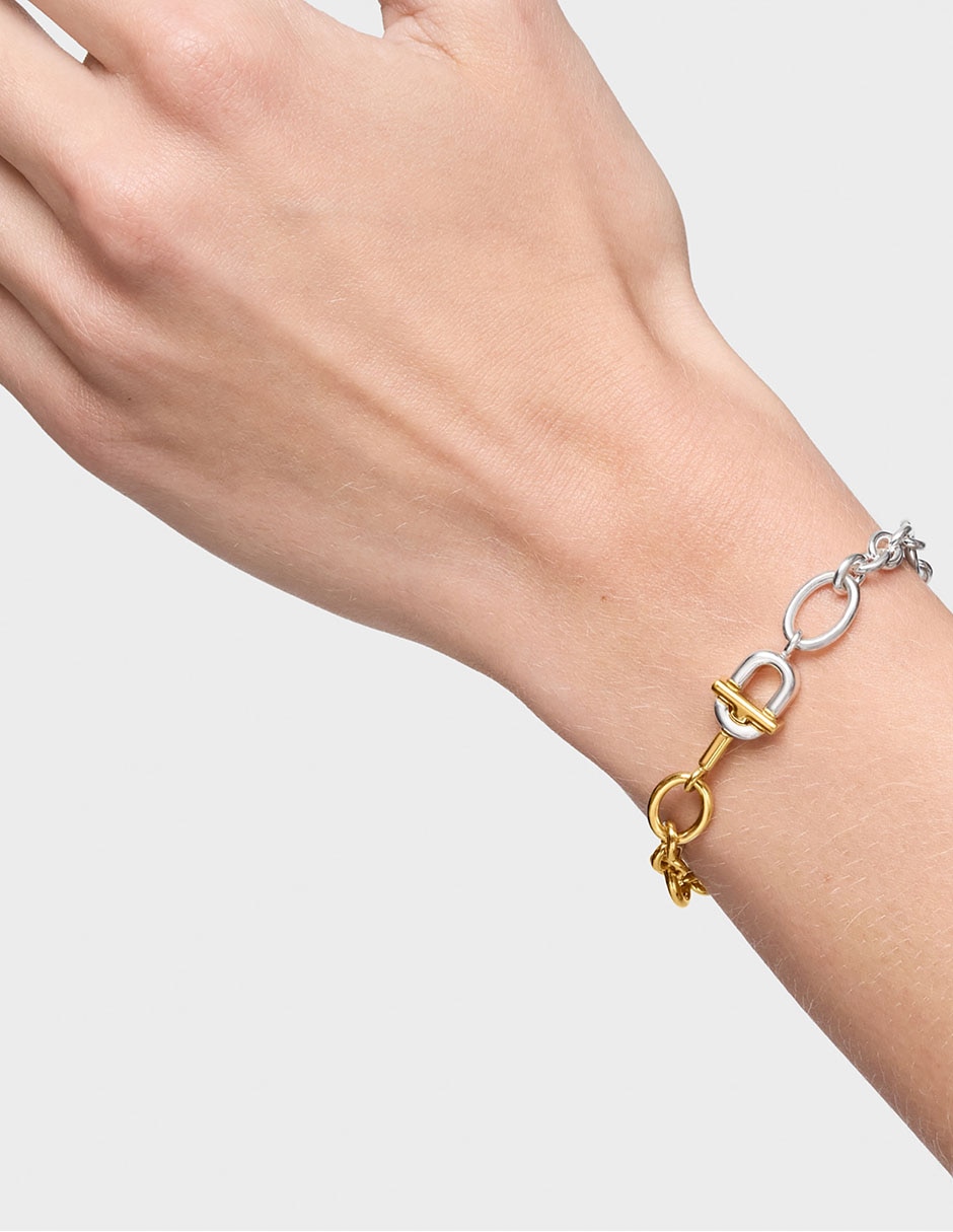 Pulsera de plata P 925 Manifesto acabado baño de oro 6