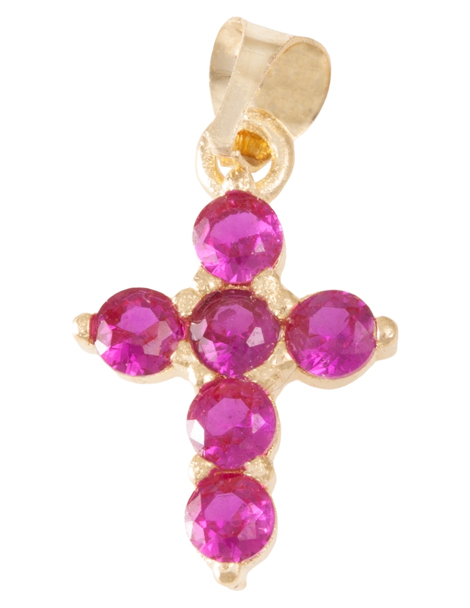 Dije de cruz Sini de oro 14 K zirconia