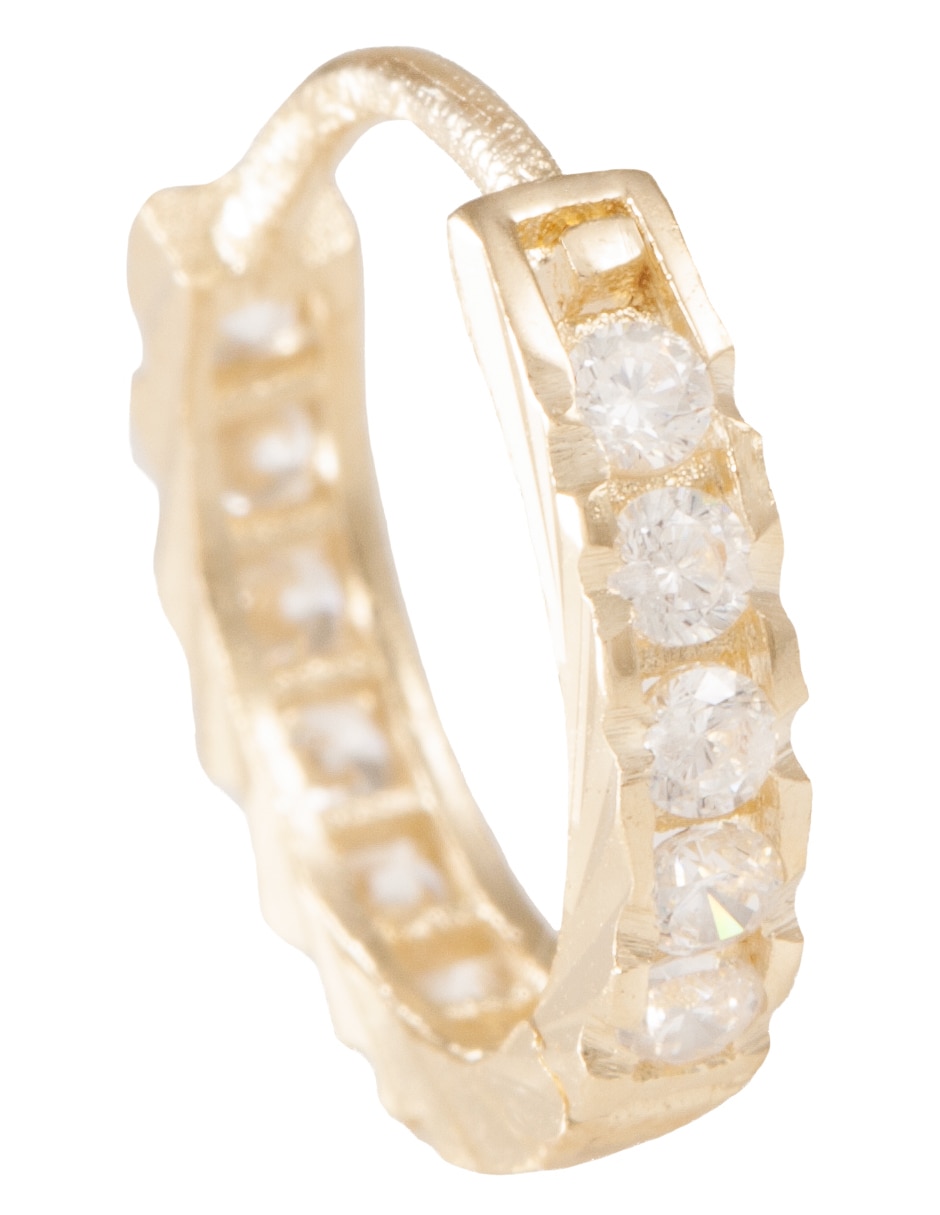 Aretes de círculo Sini de oro 14 K con acabado pulido zirconia