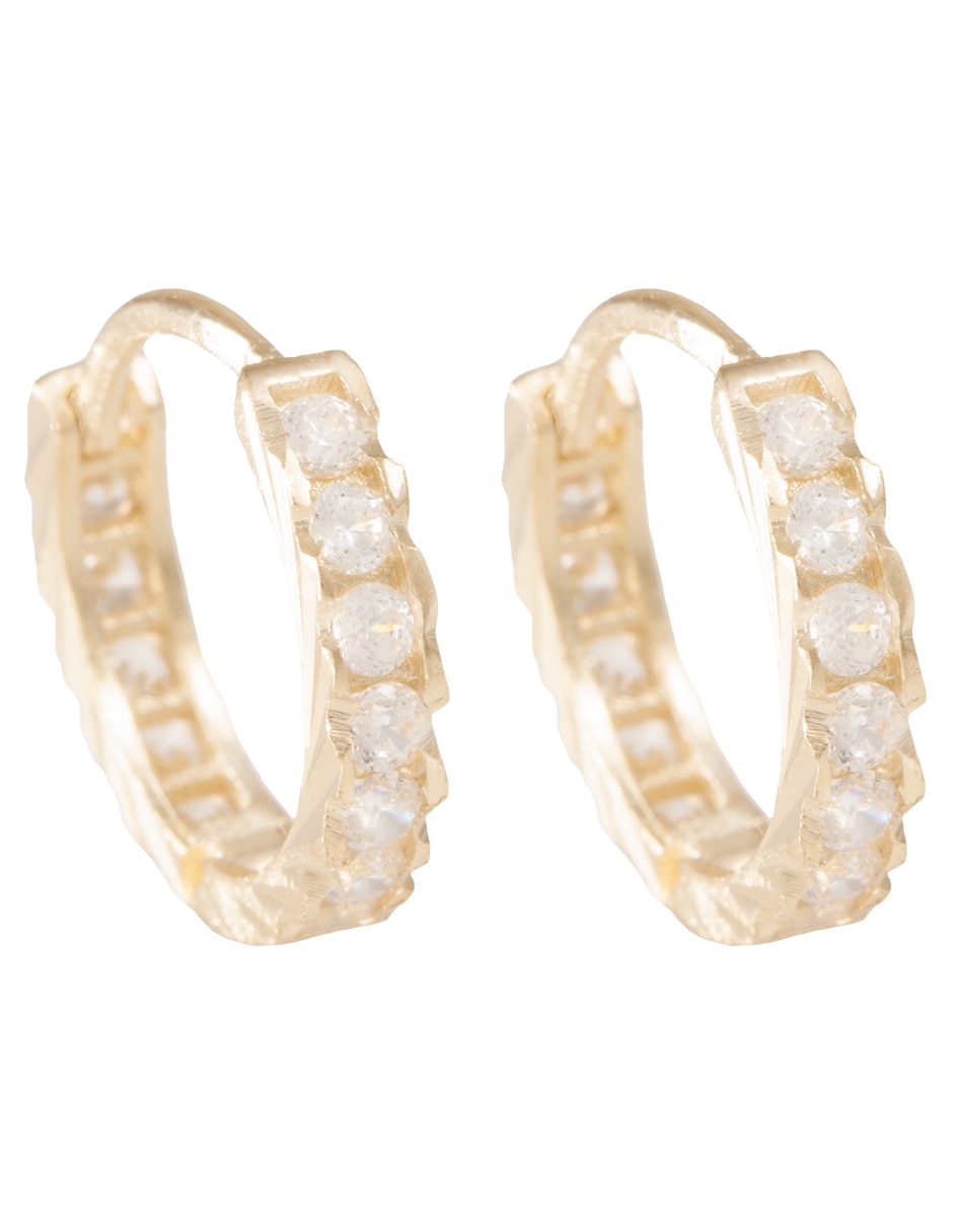 Aretes de círculo Sini de oro 14 K con acabado pulido zirconia